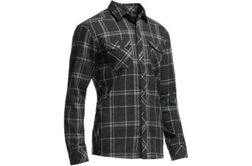 Image of Icebreaker Lodge Long Sleeve Flannel Shirt - Mens-Jet Heather/Conifer-Large