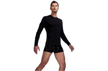 Image of Icebreaker Long Sleeve Crewe Undergarment Clearance - Men's-Black/Mineral-Small