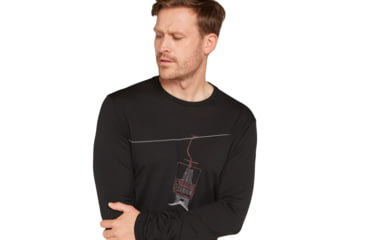 Image of Icebreaker Men Merino 150 Tech Lite LS Tee Bear Lift, Black, XL, IB0A573Y001XL