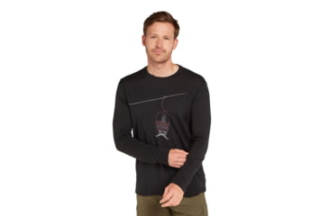 Image of Icebreaker Men Merino 150 Tech Lite LS Tee Bear Lift, Black, XL, IB0A573Y001XL