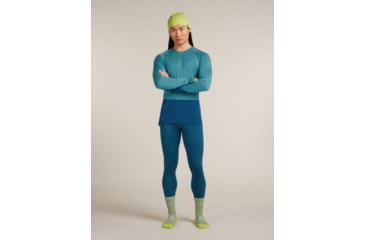 Image of Icebreaker Merino 200 ZoneKnit Long Sleeve Crew Thermal Top - Mens, Atlantis/Topaz/CB, Extra Large, IB0A579O0J7XL