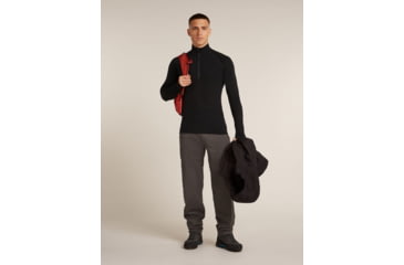 Image of Icebreaker Merino 200 ZoneKnit Long Sleeve Half Zip Thermal Top - Mens, Black, Large, IB0A57CH001L