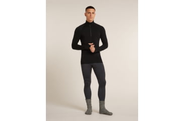 Image of Icebreaker Merino 200 ZoneKnit Long Sleeve Half Zip Thermal Top - Mens, Black, Large, IB0A57CH001L