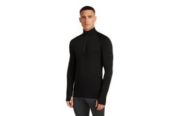Image of Icebreaker Merino 200 ZoneKnit Long Sleeve Half Zip Thermal Top - Mens, Black, Large, IB0A57CH001L