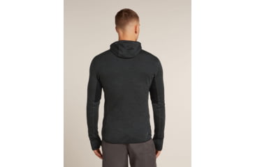 Image of Icebreaker Merino Blend 200 RealFleece Descender Long Sleeve Zip Hoodie - Mens, Jet HTHR/Black/CB, Large, IBBA56VZ944L