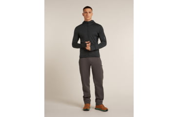 Image of Icebreaker Merino Blend 200 RealFleece Descender Long Sleeve Zip Hoodie - Mens, Jet HTHR/Black/CB, Large, IBBA56VZ944L