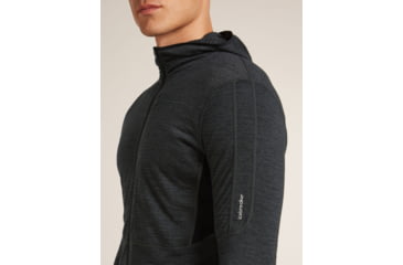 Image of Icebreaker Merino Blend 200 RealFleece Descender Long Sleeve Zip Hoodie - Mens, Jet HTHR/Black/CB, Large, IBBA56VZ944L