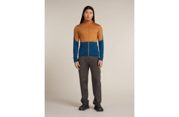 Image of Icebreaker Merino Blend 200 RealFleece Descender Long Sleeve Zip Hoodie - Mens, Trail/Atlantis/CB, Large, IBBA56VZ0J5L