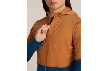 Image of Icebreaker Merino Blend 200 RealFleece Descender Long Sleeve Zip Hoodie - Mens, Trail/Atlantis/CB, Large, IBBA56VZ0J5L