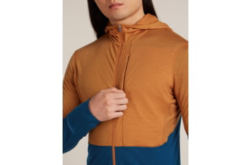 Image of Icebreaker Merino Blend 200 RealFleece Descender Long Sleeve Zip Hoodie - Mens, Trail/Atlantis/CB, Large, IBBA56VZ0J5L