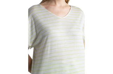 Image of Icebreaker Merino Drayden Reversible SS Top Stripe - Womens, Ecru Heather/Glazen/S, Medium, IB0A56ZWB78M