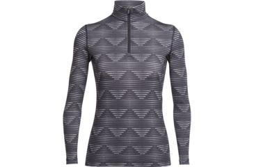 Image of Icebreaker Oasis Long Sleeve Half Zip Diamond Line - Women's-Blizzard Heather/Black-X-Small