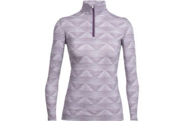 Image of Icebreaker Oasis Long Sleeve Half Zip Diamond Line - Women's-Silk Heather/Eggplant-Medium