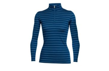 Image of Icebreaker Oasis Long Sleeve Half Zip Top - Womens-Largo/Ice Blue/Stripe-Small