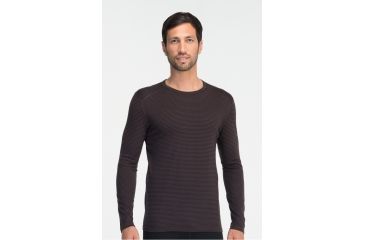 Image of Icebreaker Oasis Long Sleeve Striped Crew Top - Men's-Walnut Overdye-Large