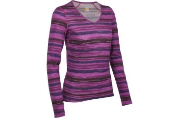 Image of Icebreaker Oasis Long Sleeve V Shoreline Top - Women's-Magenta-Large