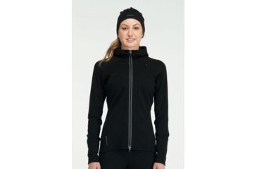 Image of Icebreaker Quantum Long Sleeve Zip Hood - Women's-Black-X-Small
