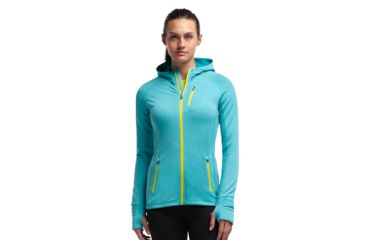 Image of Icebreaker Quantum Long Sleeve Zip Hood - Women's-Glacier/Cruise/Chartreus-X-Small