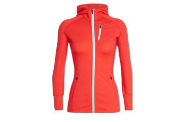 Image of Icebreaker Quantum Long Sleeve Zip Hood - Womens, Ember/AQUA SPLASH, S, 101466608S