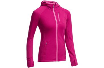 Image of Icebreaker Quantum Long Sleeve Zip Hood - Womens-Raspberry/Shocking-Large