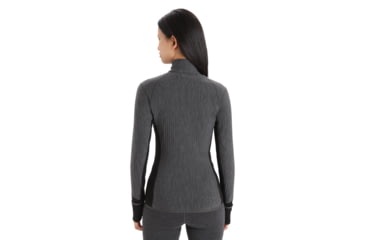Image of Icebreaker RealFleece Descender Long Sleeve Zip Jacket - Womens, Jet Heather/Black, Medium, IB103900A01M