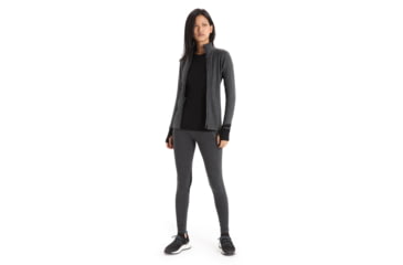 Image of Icebreaker RealFleece Descender Long Sleeve Zip Jacket - Womens, Jet Heather/Black, Medium, IB103900A01M