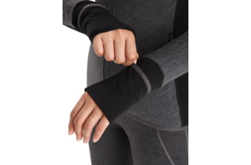 Image of Icebreaker RealFleece Descender Long Sleeve Zip Jacket - Womens, Jet Heather/Black, Medium, IB103900A01M