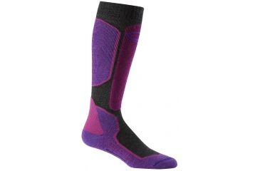 Image of Icebreaker Ski+ Lite Over The Calf Sock - Womens-Jet Heather/Emperor/Vivid-Large