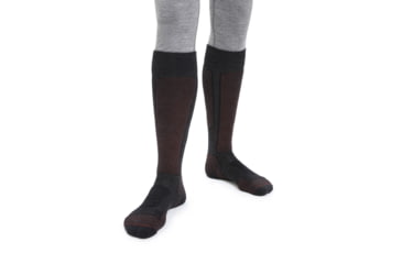 Image of Icebreaker Ski+ Medium Over The Calf Socks - Men's, Jet Heather/Espresso/Black, Extra Large, IB104884263XL