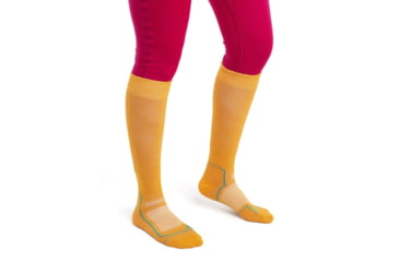 Image of Icebreaker Ski+ Ultralight Over The Calf Socks - Womens, Solar/Flux Green/Earth, Small, IB104784968S