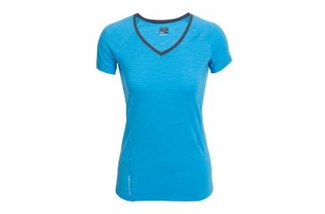 Image of Icebreaker Spark Short Sleeve V Top - Women's-Cyan/Panther-Large