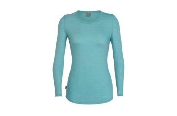 Image of Icebreaker Cool-Lite Sphere Long Sleeve Low Crewe - Women's, Ocean/Snow/Stripe, Small, 104677301S