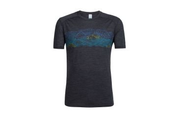 Image of Icebreaker Sphere Short Sleeve Crewe Turbulent Stripe, Black Hthr, L, 104174001L