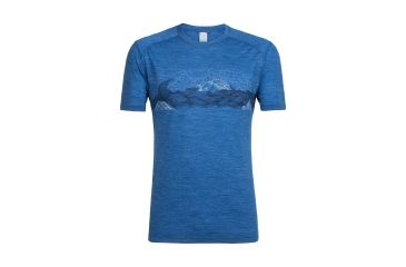 Image of Icebreaker Sphere Short Sleeve Crewe Turbulent Stripe, Sea Blue Hthr, L, 104174401L