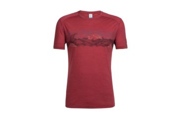 Image of Icebreaker Sphere Short Sleeve Crewe Turbulent Stripe, Vintage Red, S, 104174601S