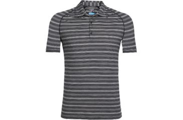 Image of Icebreaker Sphere Short Sleeve Polo - Men's-Stripe Black/Snow-X-Large