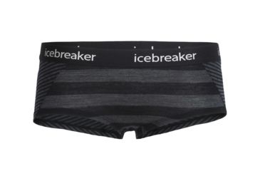Image of Icebreaker Sprite Hot Pant - Women's-Stripe Black/Jet Heather-X-Small