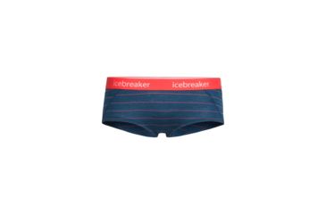 Image of Icebreaker Sprite Hot Pants - Women's, Prussian Blue/Poppy Red/Stripe, Extra Small, 103023408XS