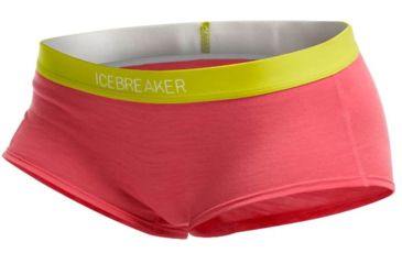 Image of Icebreaker Sprite Hot Pants - Women's, Grapefruit/Chartreuse/Chartreuse, Small, 102491-Grapefruit/Chartreuse/Chartreuse-Small