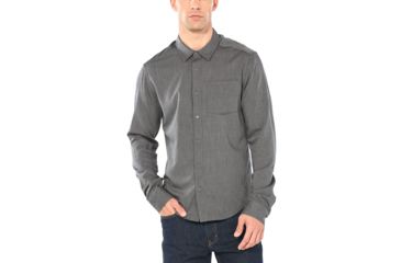 Image of Icebreaker Steveston Long Sleeve Flannel Shirt - Mens, Gritstone HTHR, Small, 104821013S