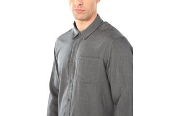 Image of Icebreaker Steveston Long Sleeve Flannel Shirt - Mens, Gritstone HTHR, Small, 104821013S