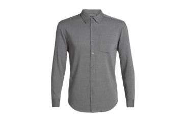 Image of Icebreaker Steveston Long Sleeve Flannel Shirt - Mens, Gritstone HTHR, Small, 104821013S