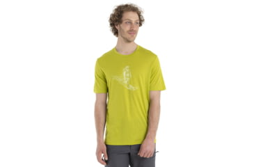 Image of Icebreaker Tech Lite II Short Sleeve Skiing Yeti T-Shirt - Men's, Bio Lime, Extra Large, IB0A56IM864XL