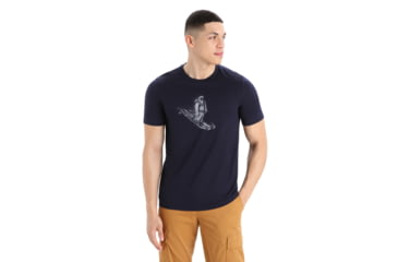 Image of Icebreaker Tech Lite II Short Sleeve Skiing Yeti T-Shirt - Mens, Midnight Navy, Extra Large, IB0A56IM401XL
