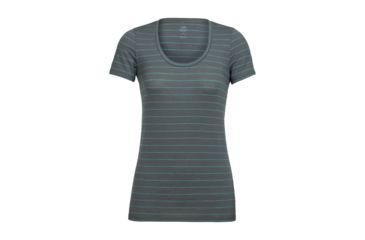 Image of Icebreaker Tech Lite Short Sleeve Scoop, Metal/Lagoon/Stripe, L, 104087001L