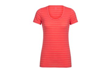 Image of Icebreaker Tech Lite Short Sleeve Scoop, Poppy Red/Fawn Hthr/Stripe, XS, 104087601XS