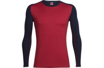Image of Icebreaker Tech Long Sleeve Crew Top - Men's-Oxblood/Midnight Navy-Medium