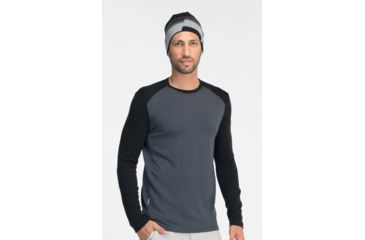 Image of Icebreaker Tech Long Sleeve Crew Top - Mens-Black/Monsoon-Medium