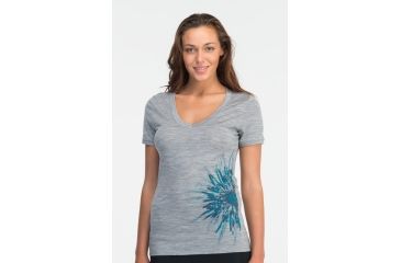 Image of Icebreaker Tech Short Sleeve V Chrysanthemum Clearance - Women's-Metro-Medium