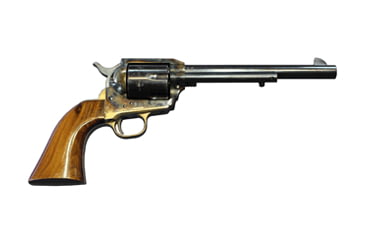 Image of Iver Johnson Arms Cattleman Revolver, .44 Remington Magnum, 7.25in barrel, case color steel frame, smooth walnut grip, revolving chamber, fixed blade and notch, 6 round cylinder, IJCN.44RNMG7.251FRRMPG